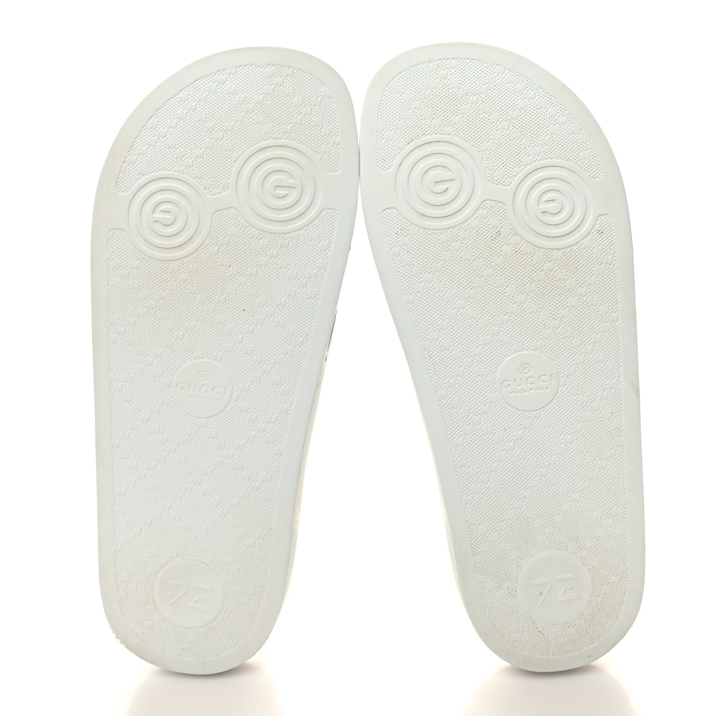 Rubber GG Monogram Perforated Womens Slide Sandals 37 Great White