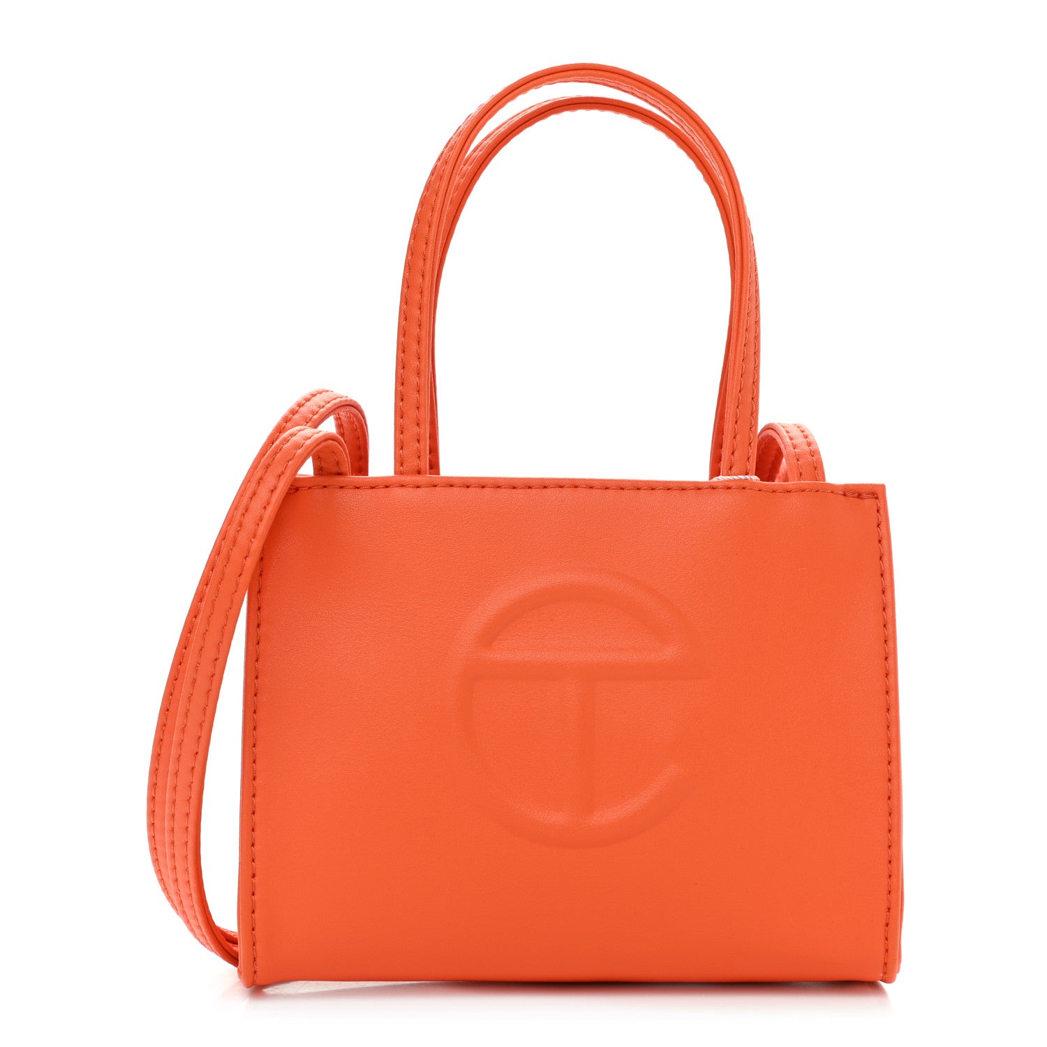 TELFAR Vegan Leather Small Shopping Bag Orange FASHIONPHILE
