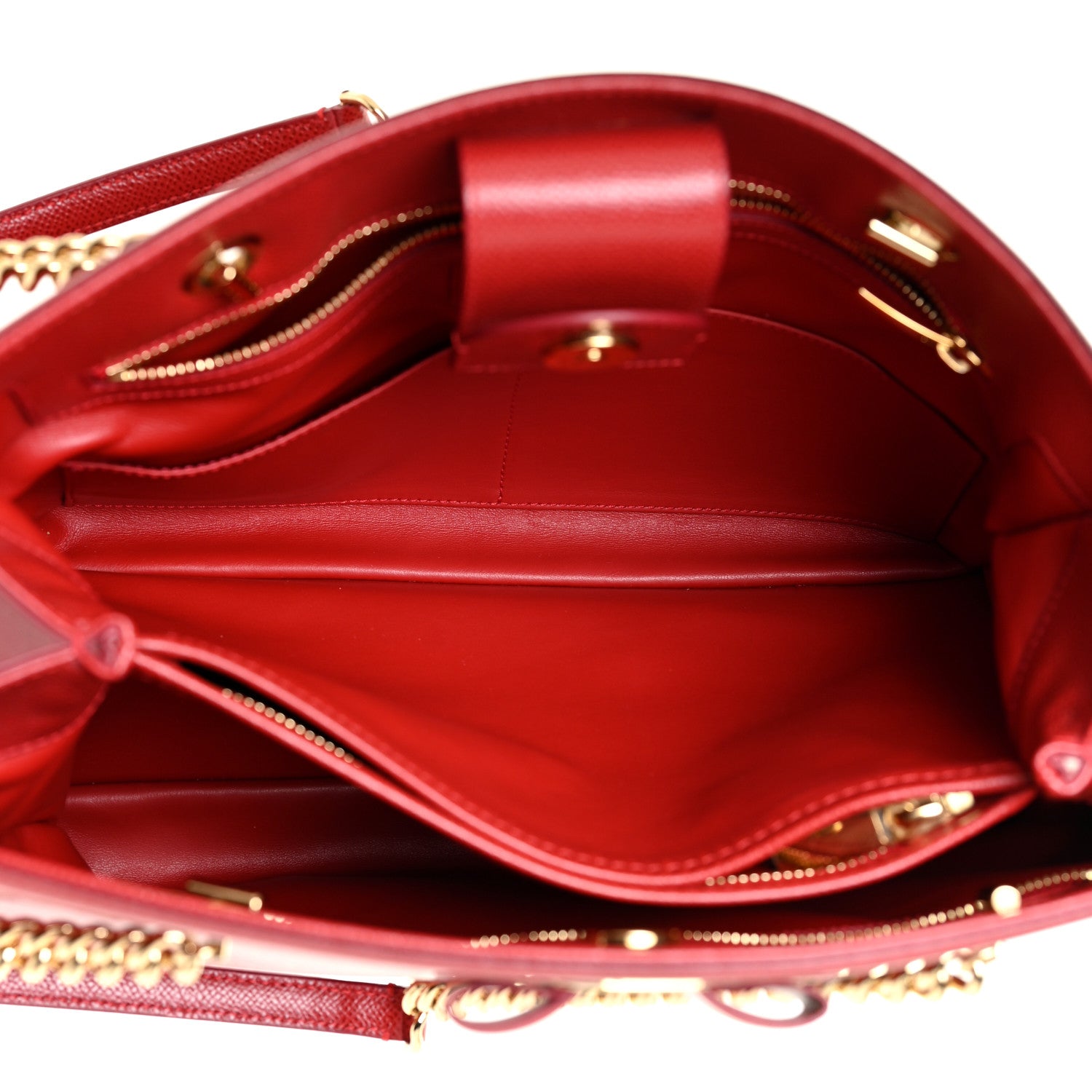 Salvatore Ferragamo Hammered Calfskin Vara Bow Chain Tote Red 6 of 10