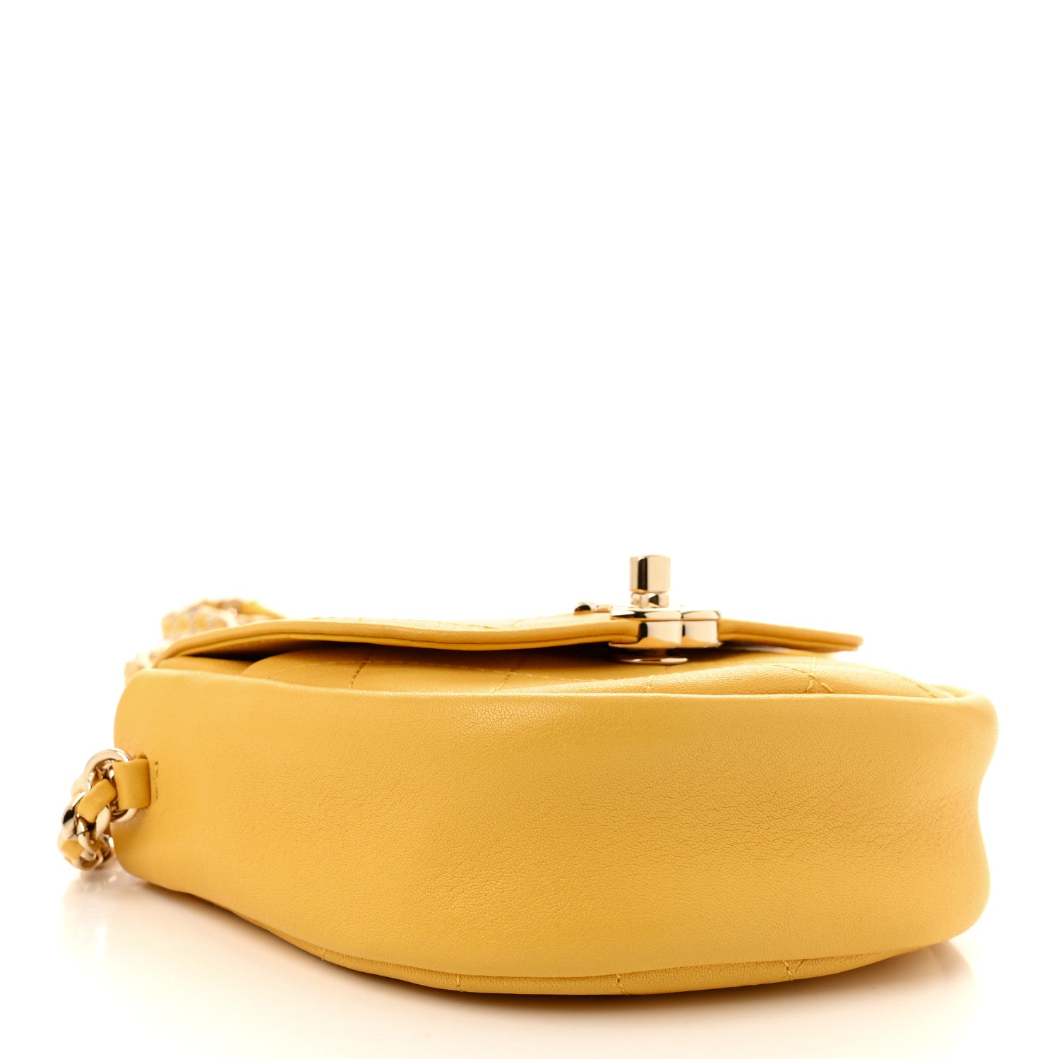 Chanel Goatskin Stitched Casual Trip Messenger Flap Yellow 4 of 10