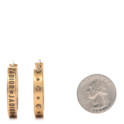 Christian Dior Metal J'Adior Star Hoop Earrings Aged Gold 2 of 6