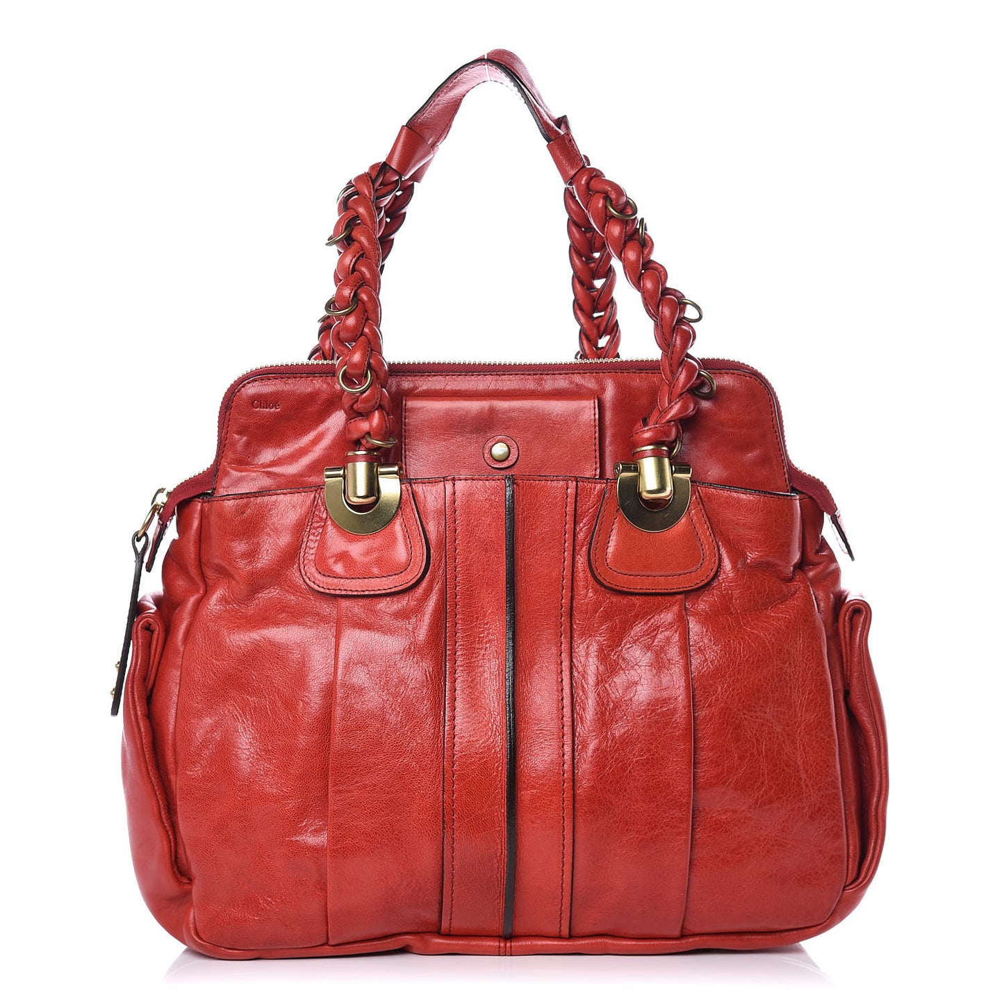 Lambskin Large Heloise Satchel Vermillion Red