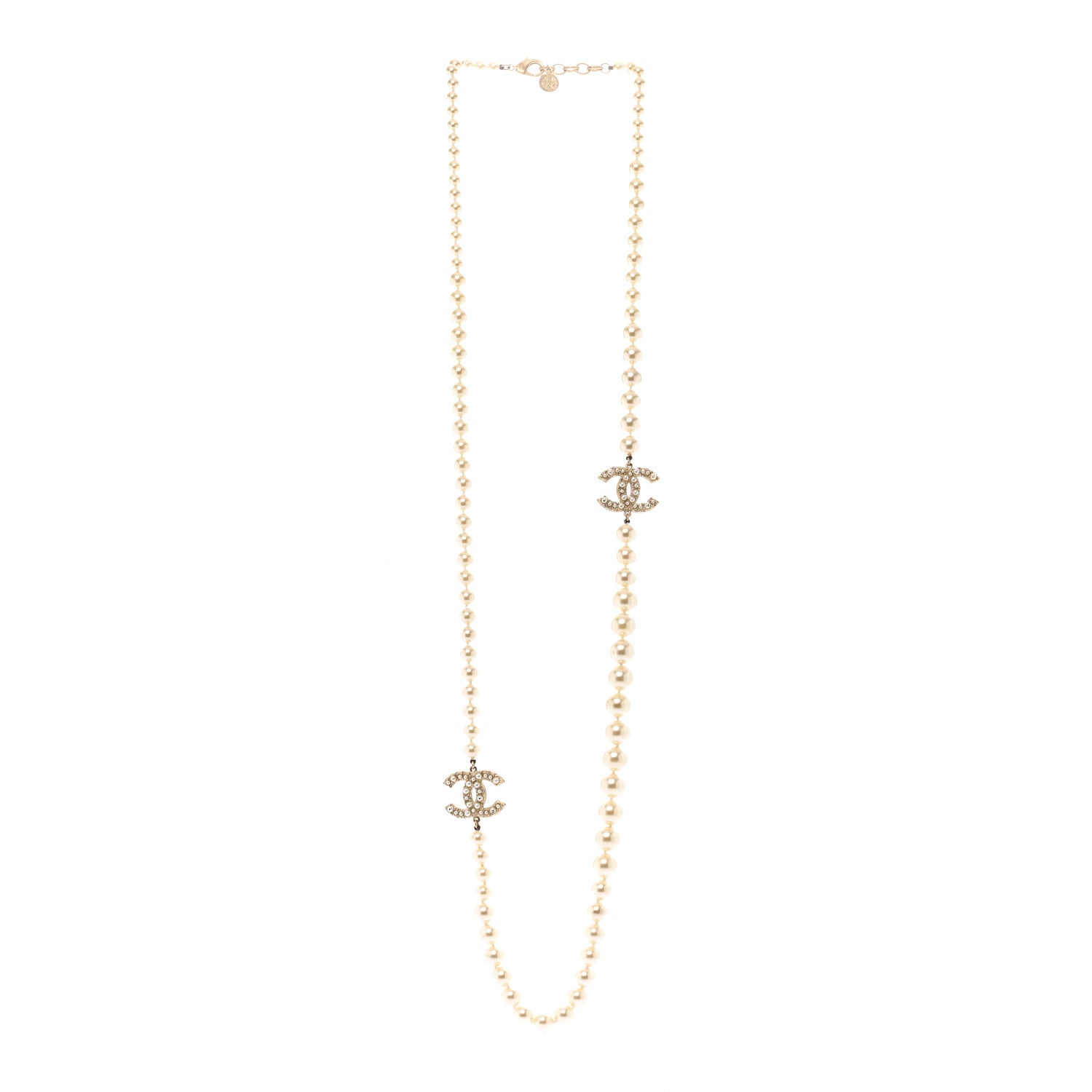Chanel Pearl CC 100th Anniversary Long Necklace Light Gold Light Gold 3 of 6