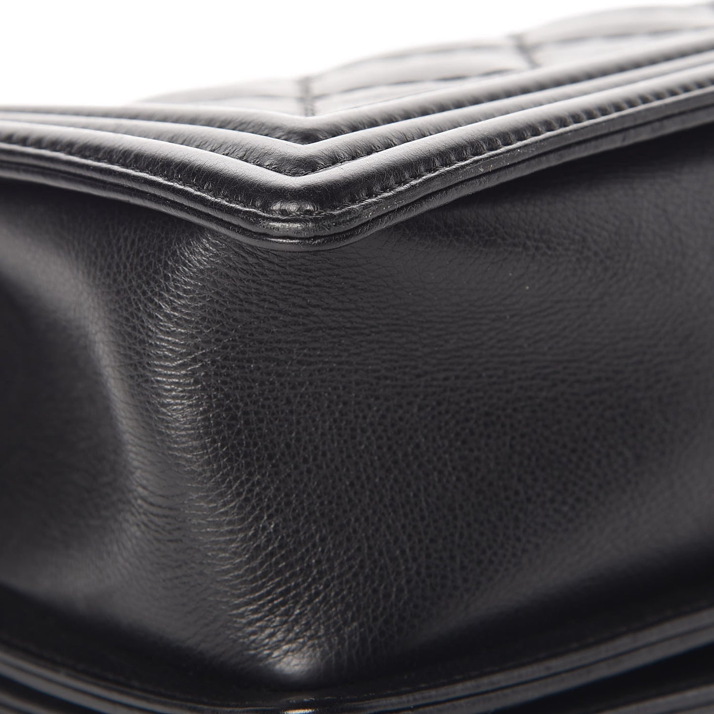 Calfskin Double Stitch Medium Boy Flap Black