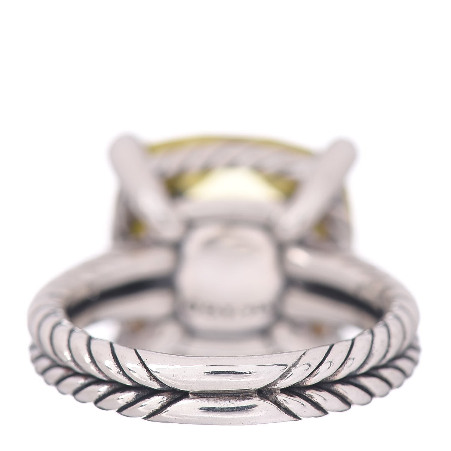 David Yurman Sterling Silver Diamond Lemon Citrine 14mm Chatelaine Ring 52 6 4 of 5