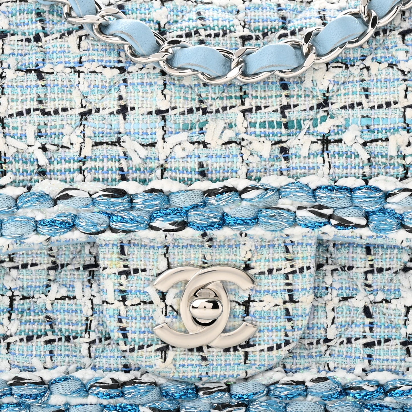Tweed Braid Mini Flap Blue White