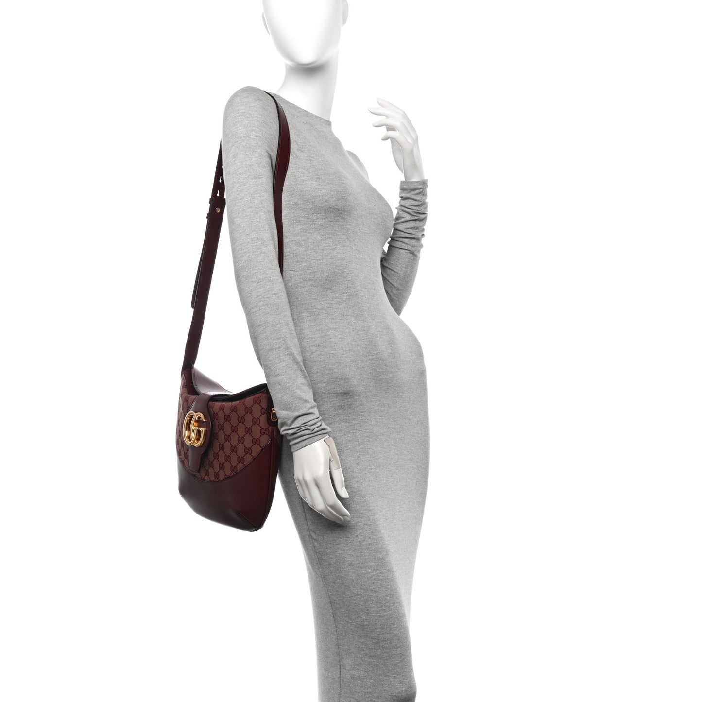 GG Monogram Calfskin Medium Arli Shoulder Bag Sahara Rubino Chardonnay
