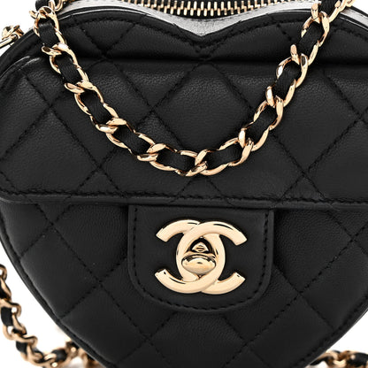 Chanel Lambskin Quilted CC In Love Heart Clutch With Chain Black 8 of 11