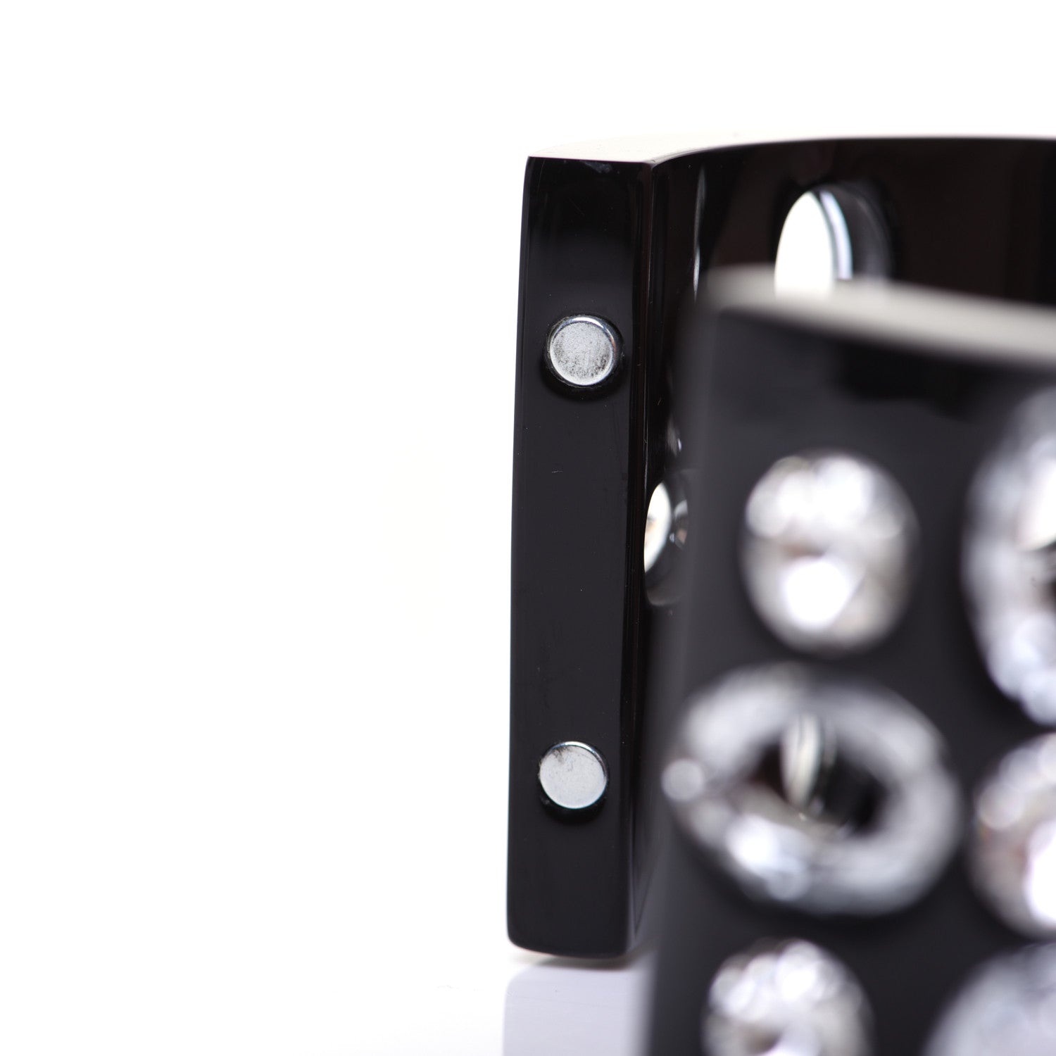 Chanel Resin Crystal CC Cuff Black 6 of 10