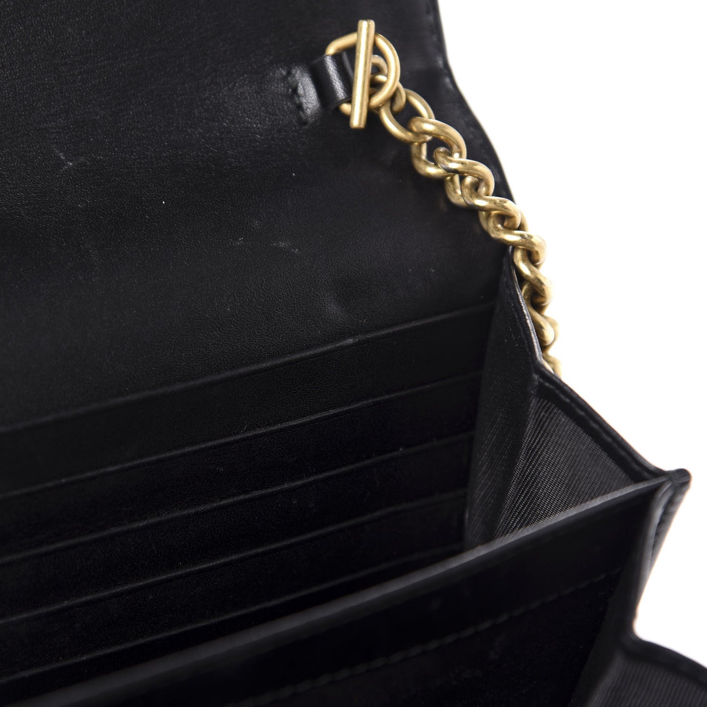 Calfskin Matelasse GG Marmont Chain Wallet Black