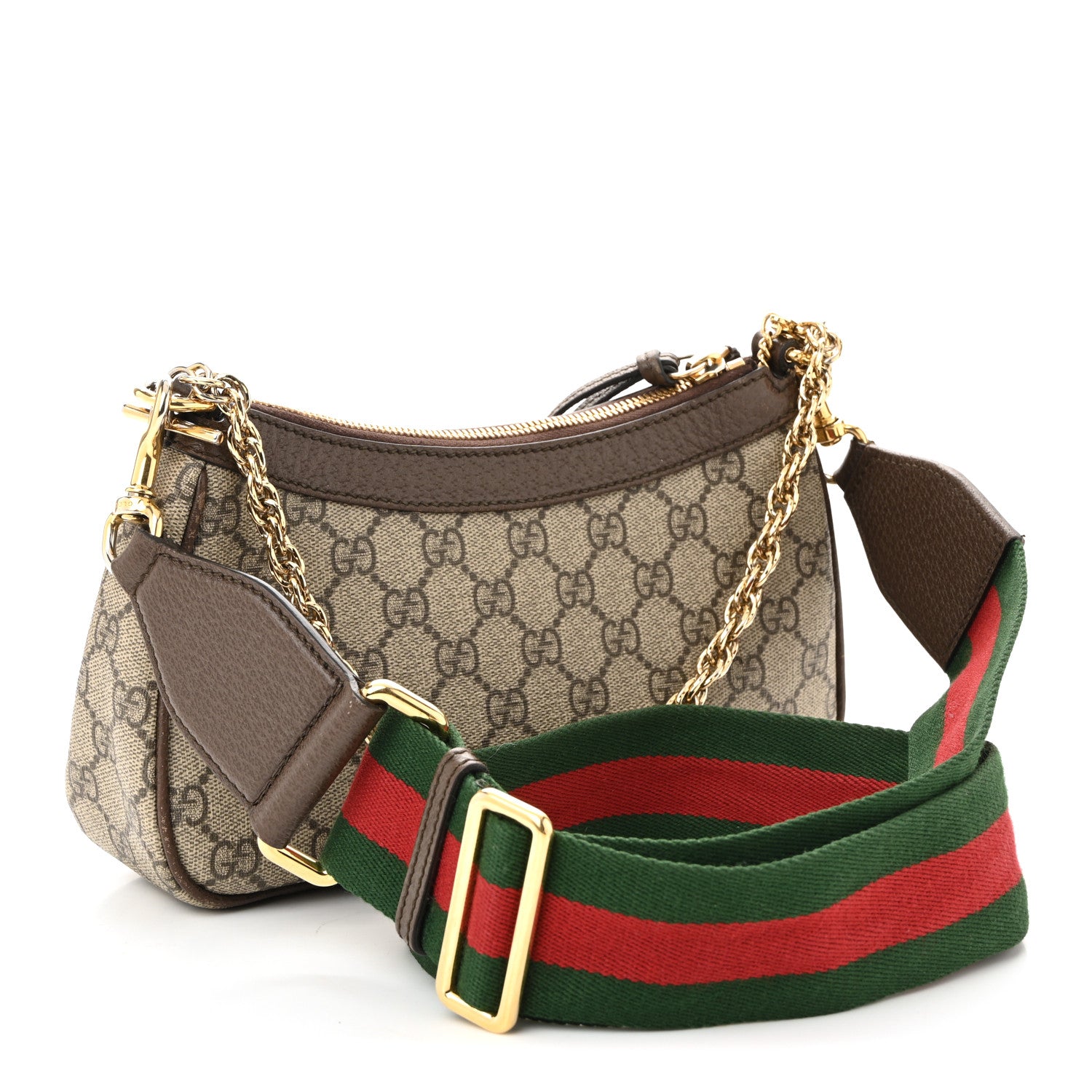 Gucci GG Supreme Monogram Textured Dollar Calfskin Web Small Ophidia GG Handbag Beige Ebony New Acero 3 of 11