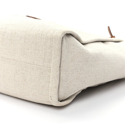 Prada Linen Blend Vitello Logo Tote Natural 9 of 10