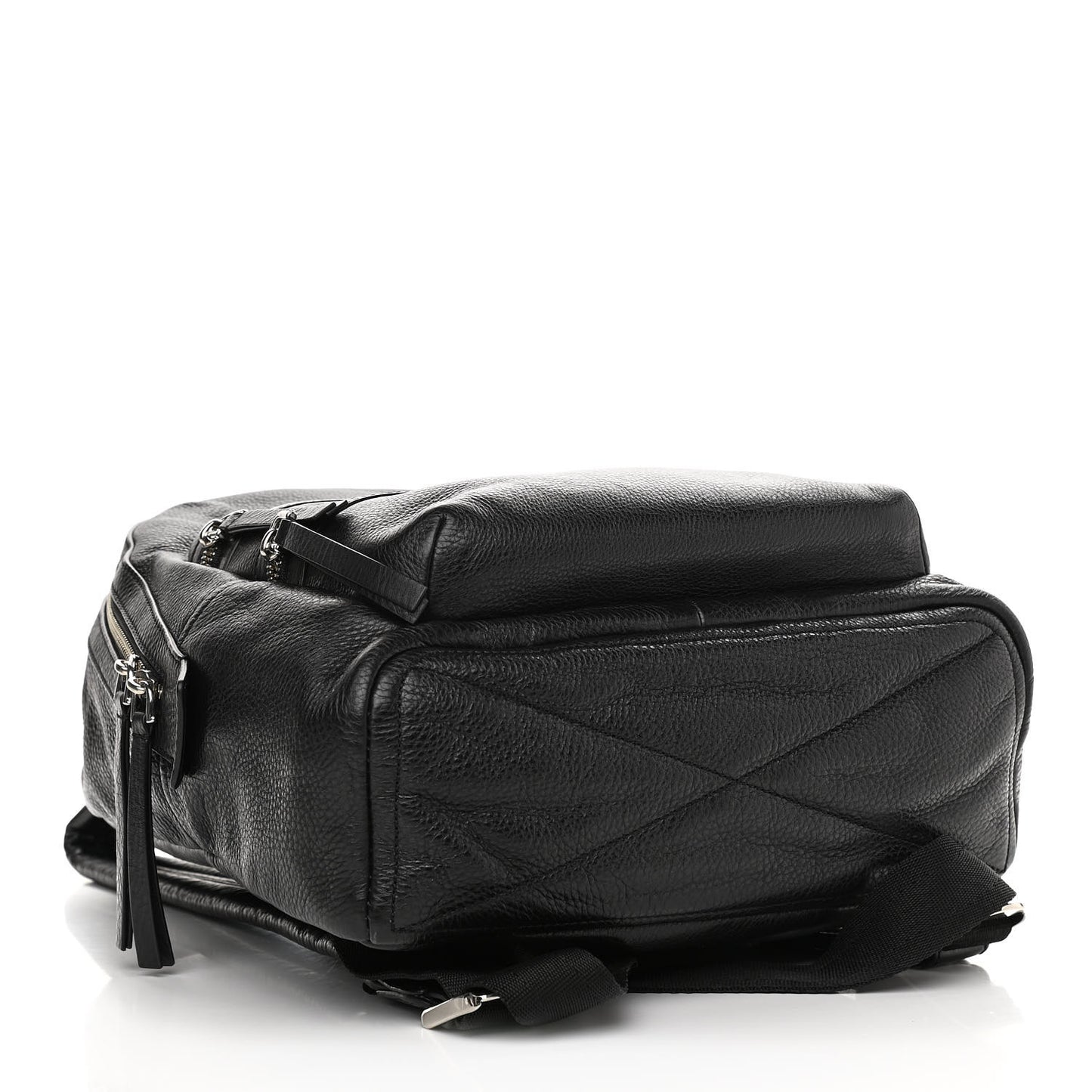 Pebbled Calfskin Biker Backpack Black