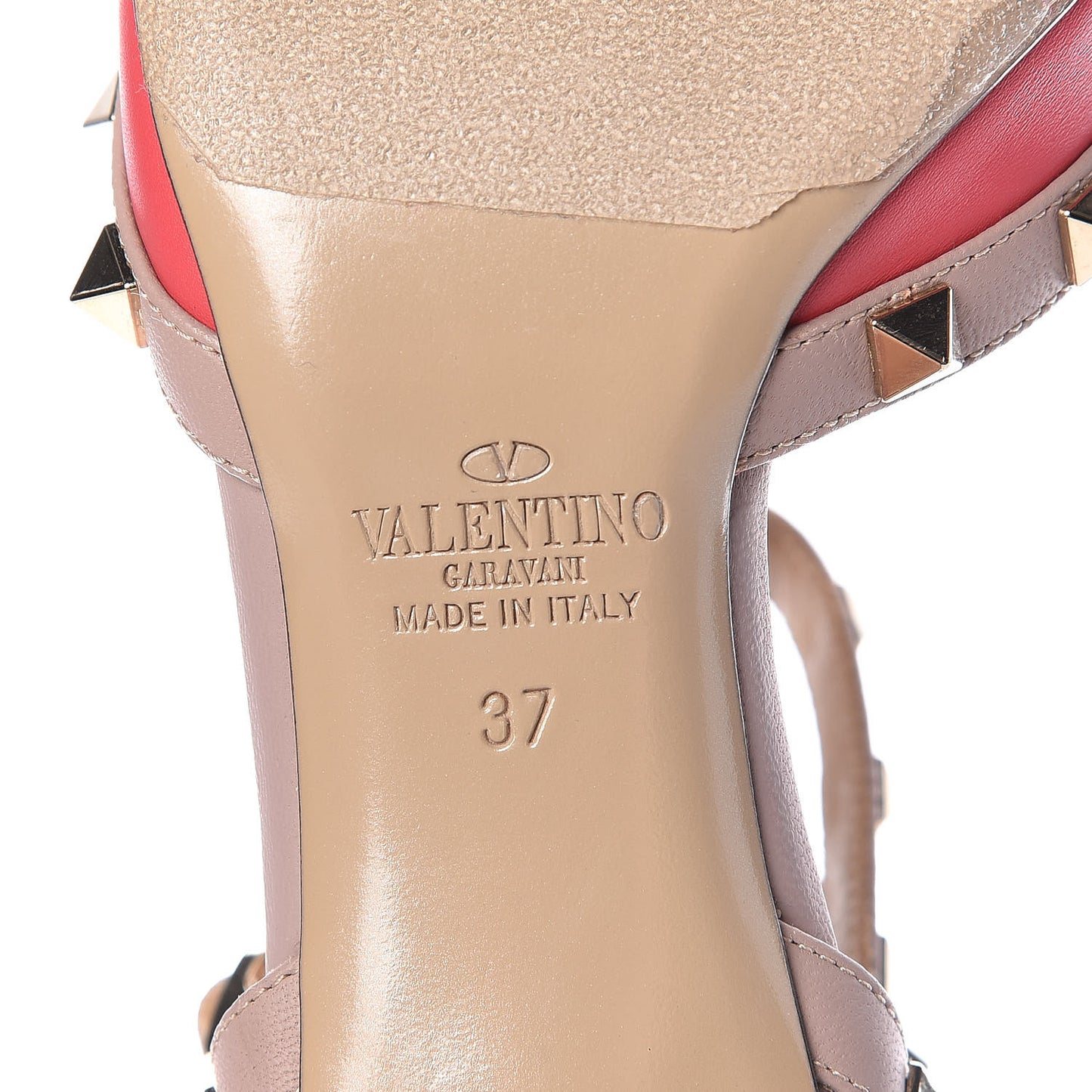 Nappa Rockstud Ankle Strap 65mm Pumps 37 Fragola Poudre