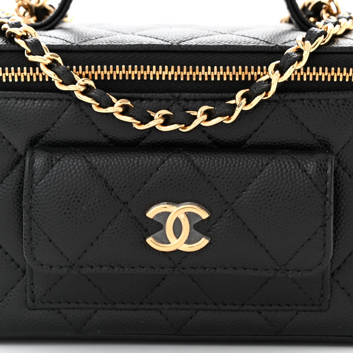 Chanel Caviar Quilted Polly Pocket East West Top Vanity With Chain Black 8 of 11