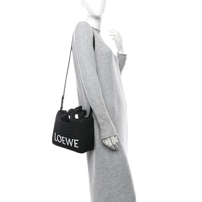 Loewe Raffia Small Paula's Ibiza Logo Tote Black White 2 of 11