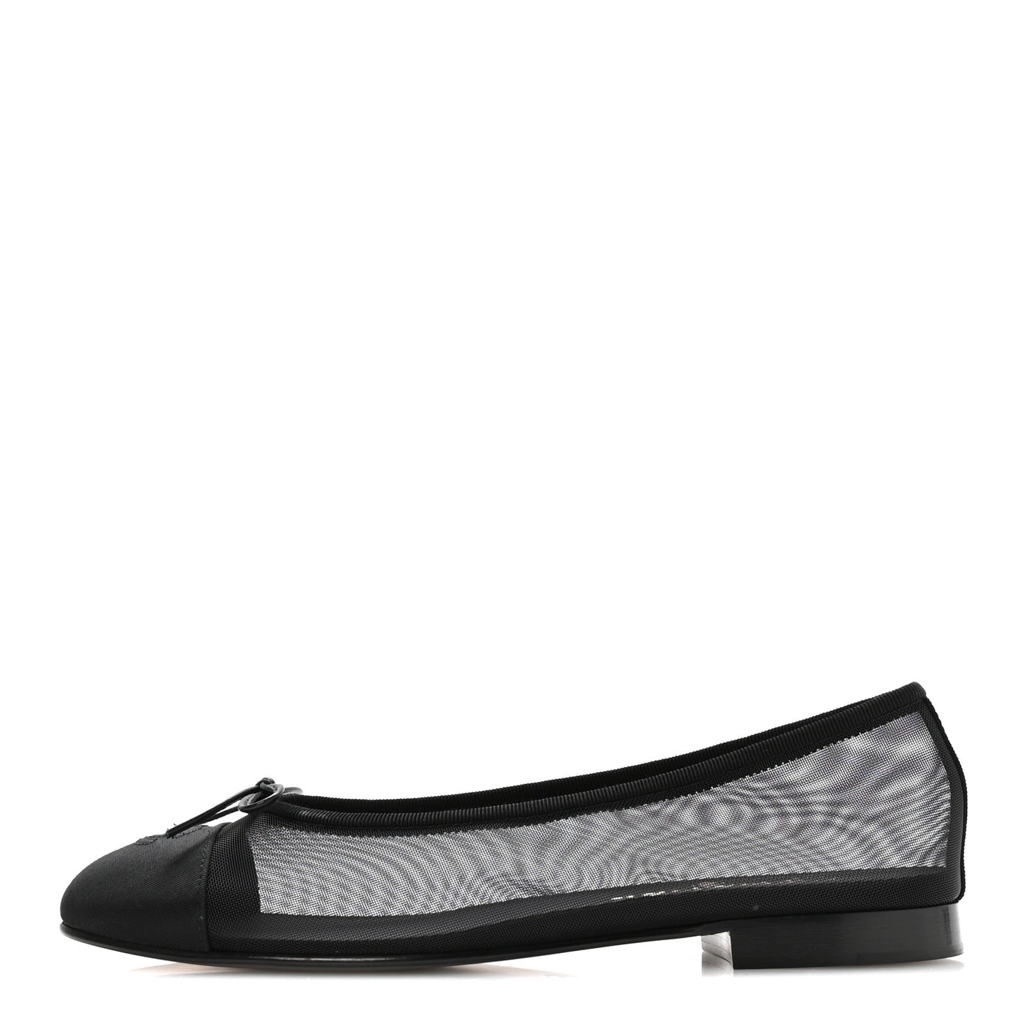 Mesh Grosgrain Cap Toe CC Ballerina Flats 39.5 Black