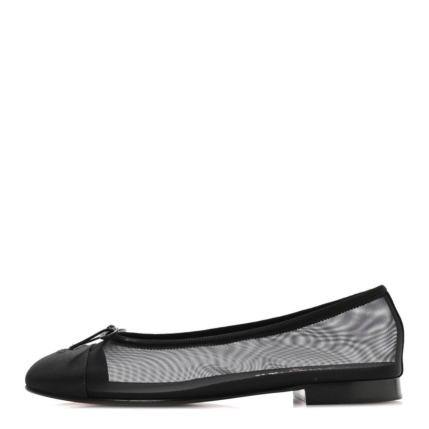 Chanel Mesh Grosgrain Cap Toe CC Ballerina Flats 39.5 Black 1 of 8