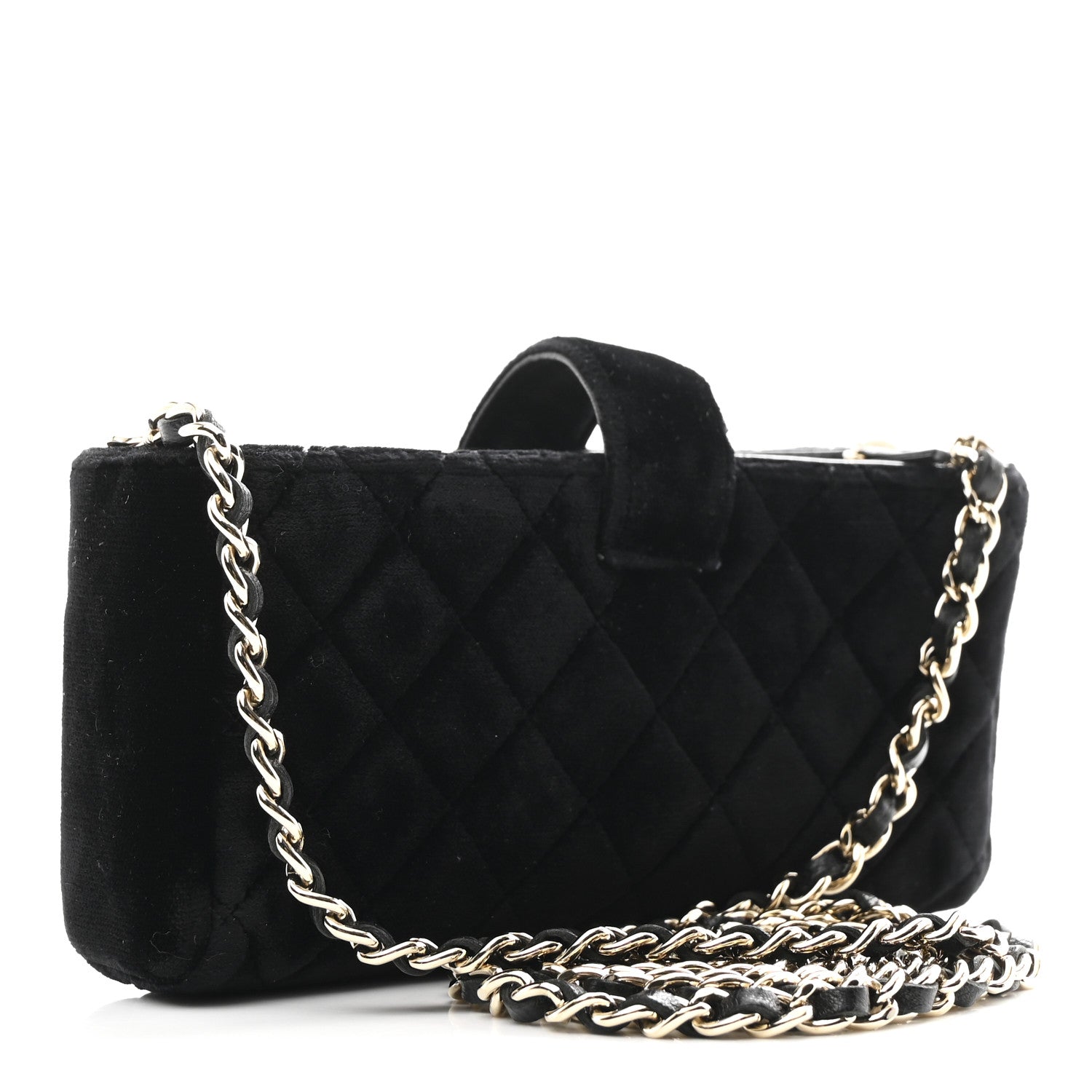 Chanel Velvet Quilted Small Clutch With Chain  Black 3 of 12