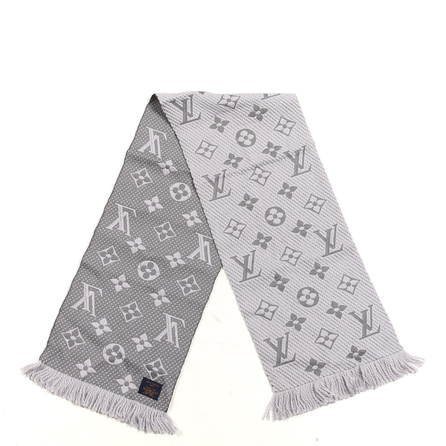Wool Silk Logomania Scarf Pearl Grey