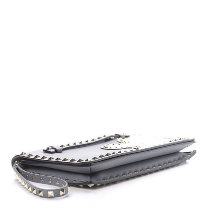 Valentino Garavani Nappa Monogram Kimono 1997 Print Rockstud Wristlet Clutch Grey 4 of 9