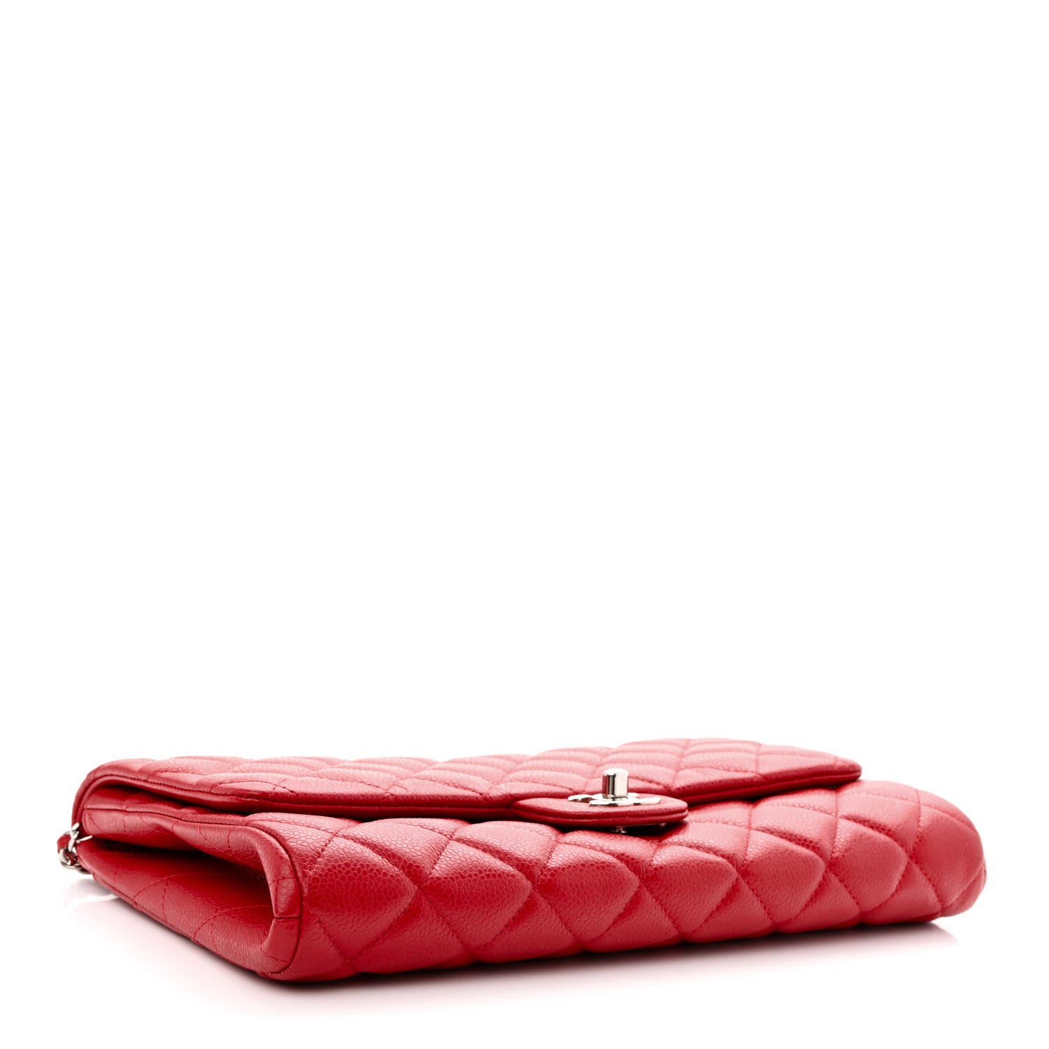 Chanel Caviar Quilted Clutch With Chain Flap Red 4 of 11