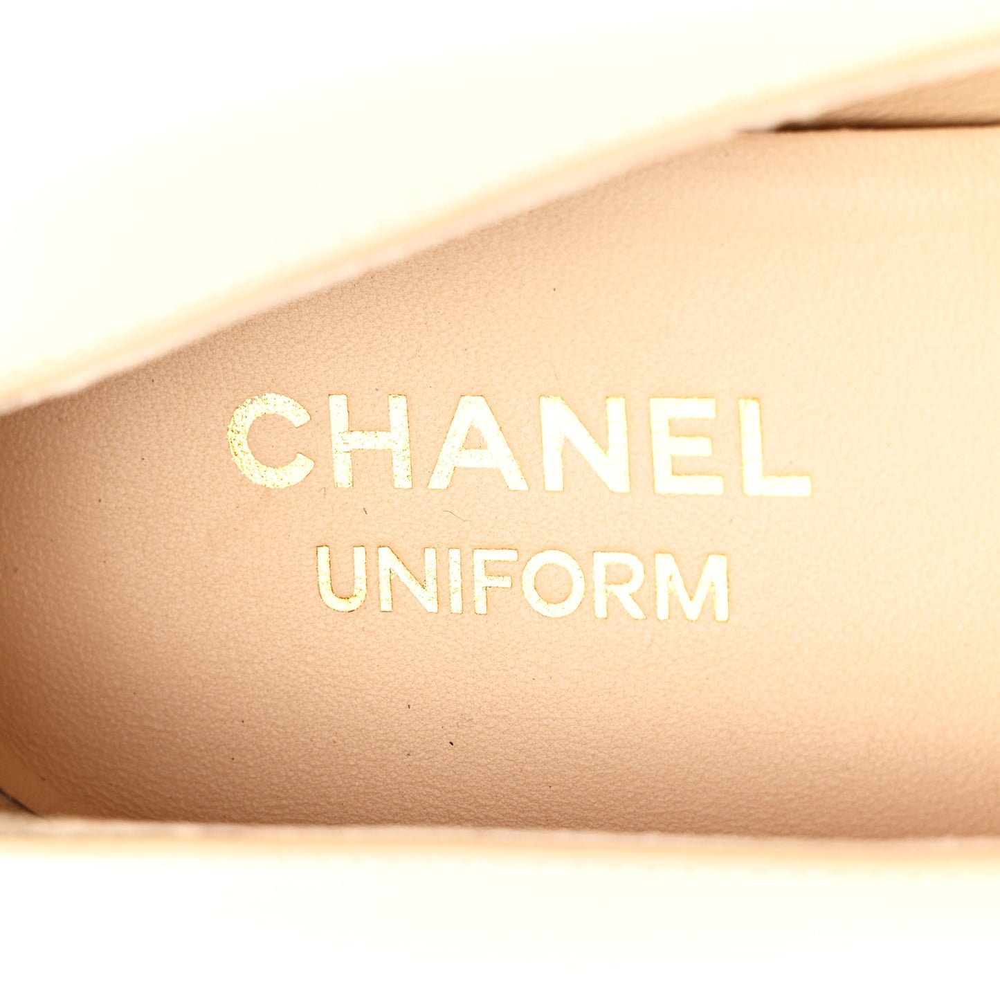 Lambskin Cap Toe CC Uniform Ballerina Flats 38.5 Beige Black