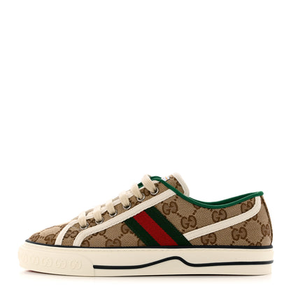 Gucci GG Monogram Web Womens 1977 Tennis Sneakers 36 Beige Ebony Mystic White 1 of 8
