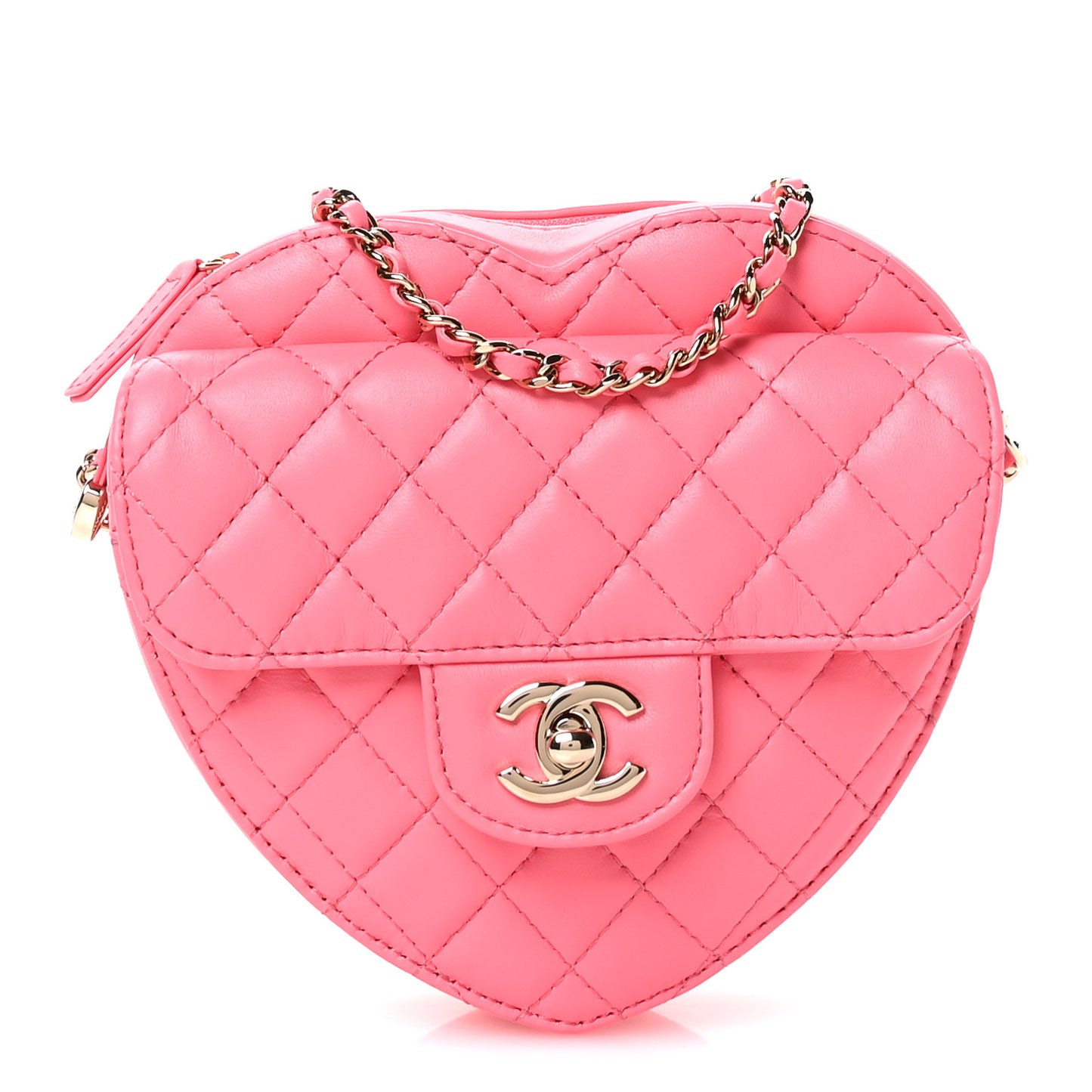 Lambskin Quilted CC In Love Heart Bag Pink