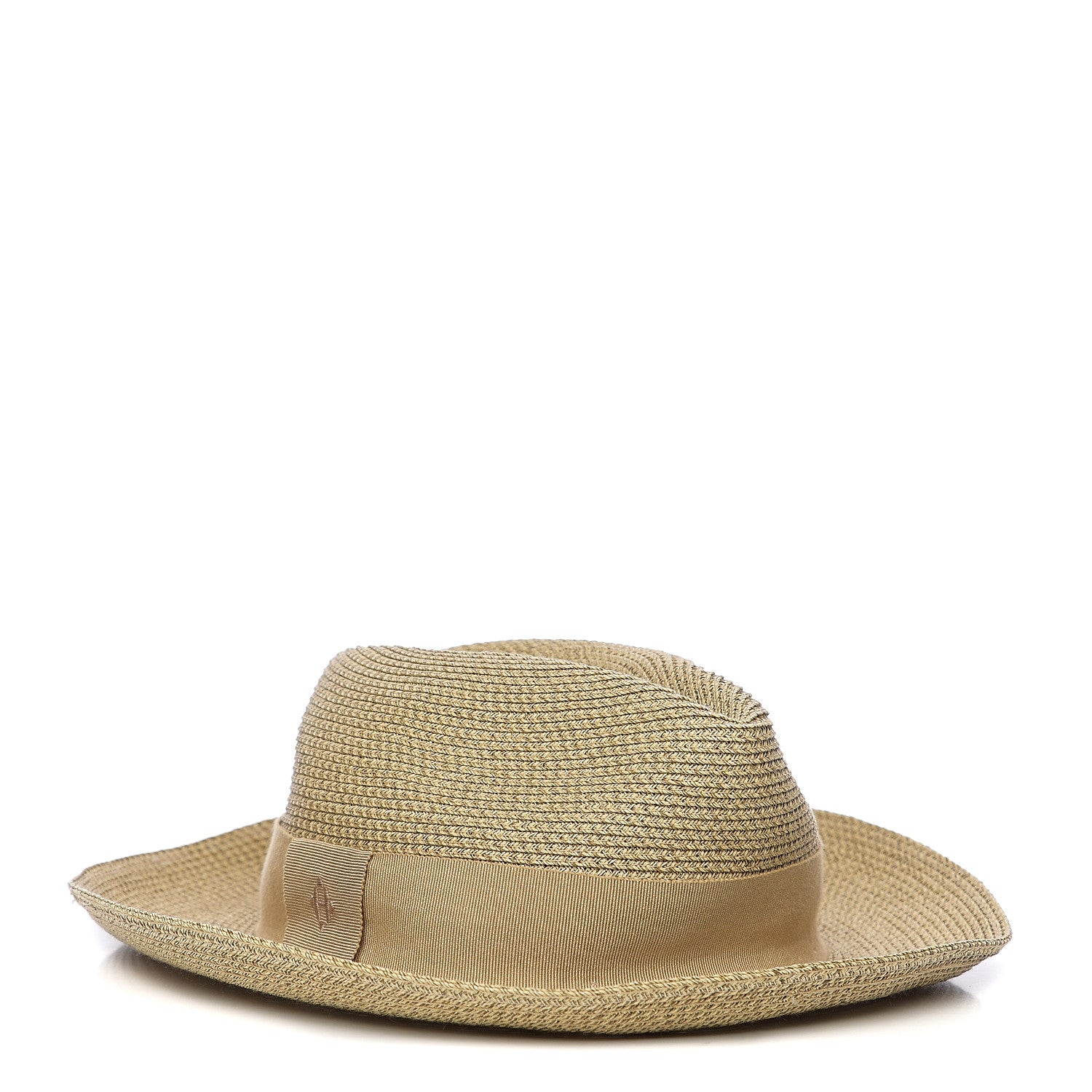 Hermes Straw Grosgrain Hat 58 1 of 4