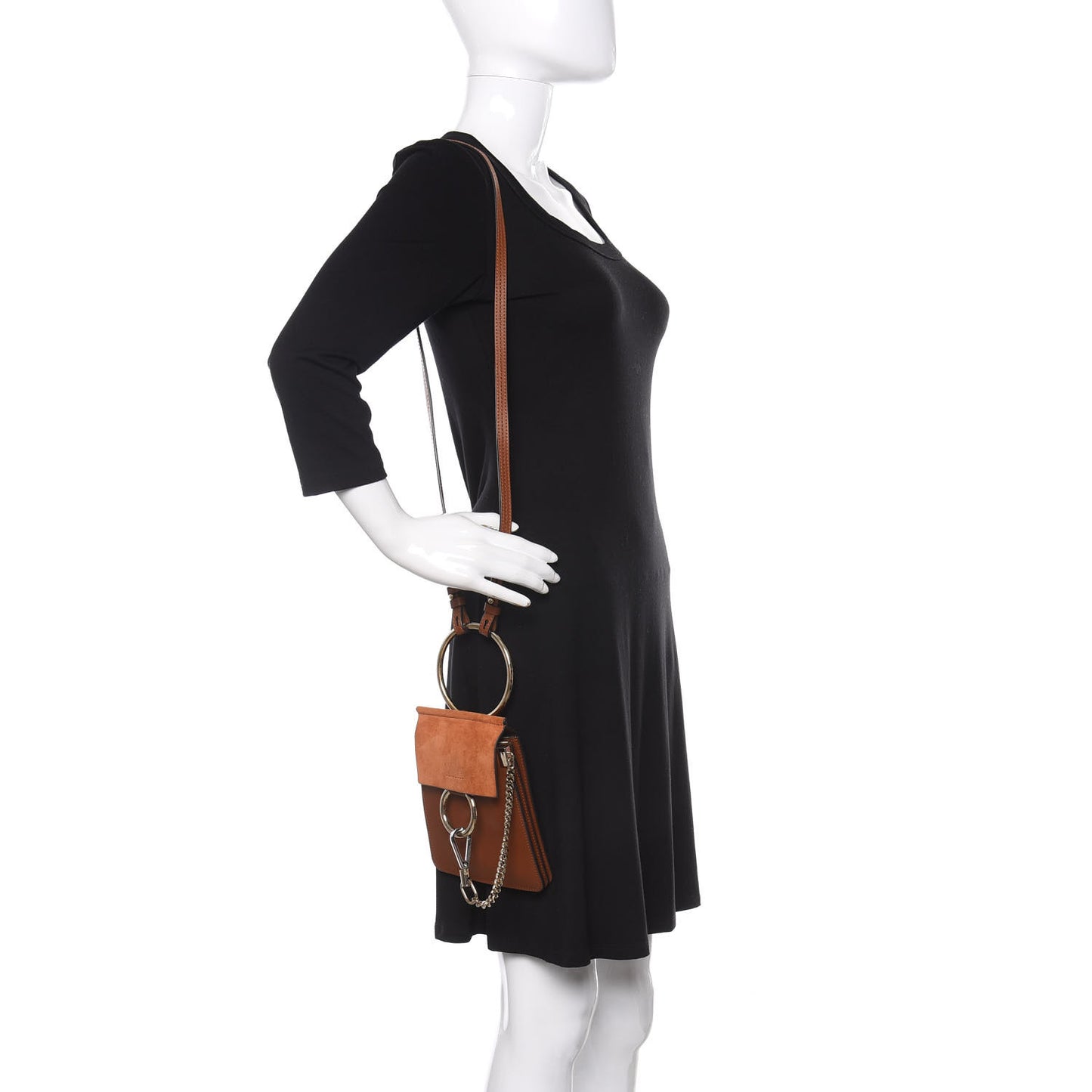 Suede Calfskin Mini Faye Bracelet Bag Tobacco