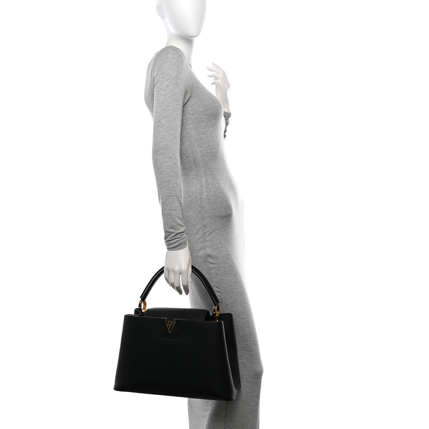 Louis Vuitton Taurillon Capucines MM Black Fuchsia 2 of 11
