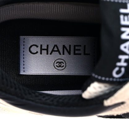 Chanel Mesh Suede Calfskin Grained Calfskin Womens CC Sneakers 37 White Black 6 of 9
