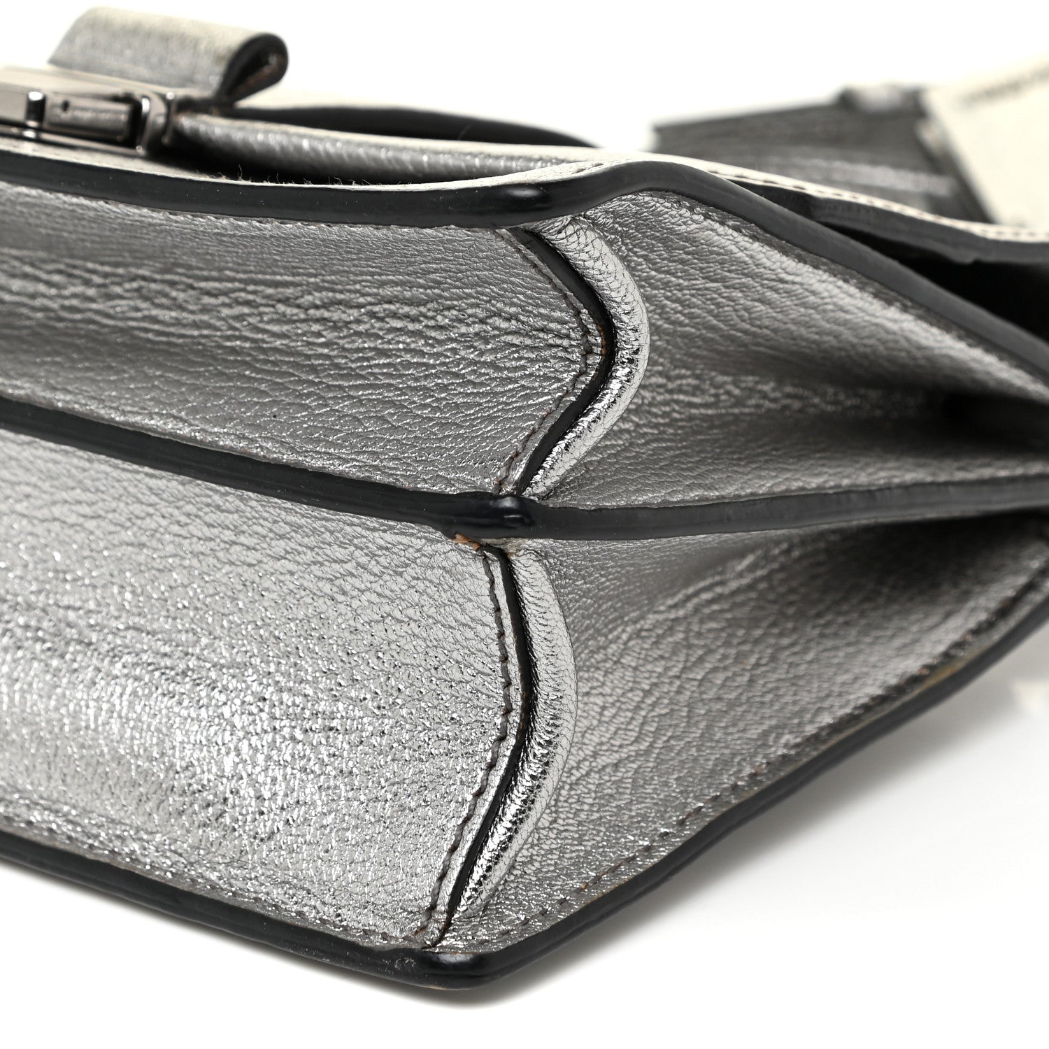 Miu Miu Metallic Goatskin Bandoliera Madras Shoulder Bag Chrome 9 of 19