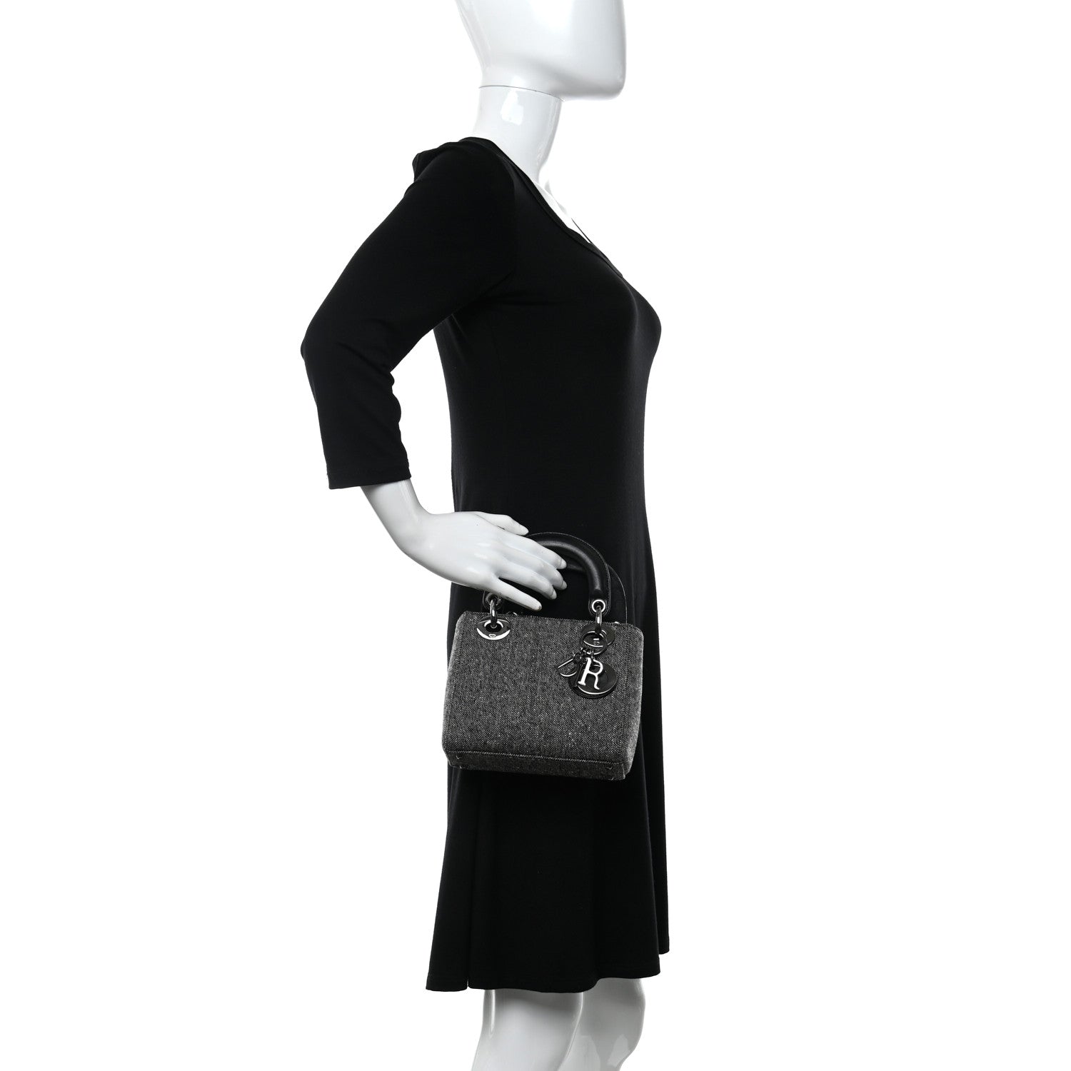 Christian Dior Tweed Mini Lady Dior Black 2 of 10