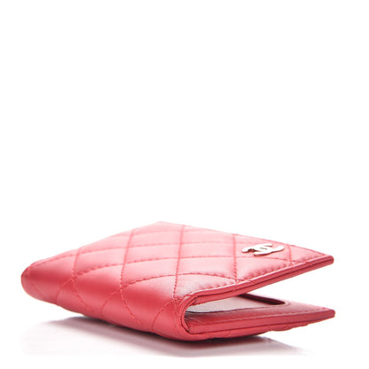 Chanel Lambskin Quilted Card Holder Wallet Dark Pink 4 of 8