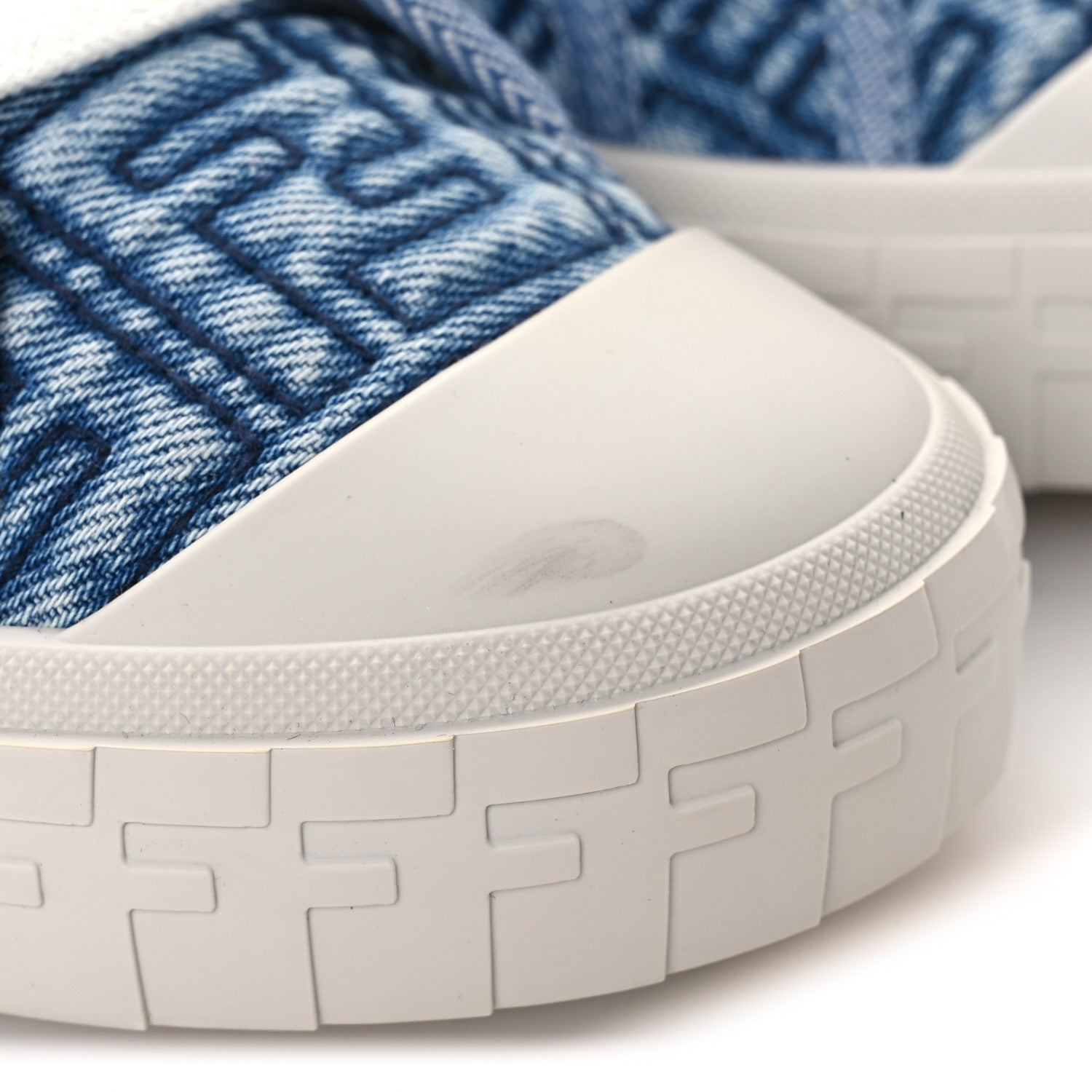 Fendi Denim Jacquard FF Matelasse Womens Domino Low Top Sneakers 38 Blue Navy 11 of 12