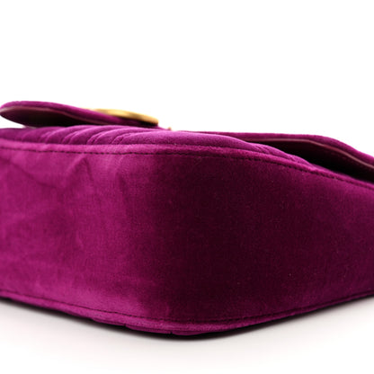 Gucci Velvet Matelasse Small GG Marmont Shoulder Bag Fuchsia Violet Cyclamen 10 of 10