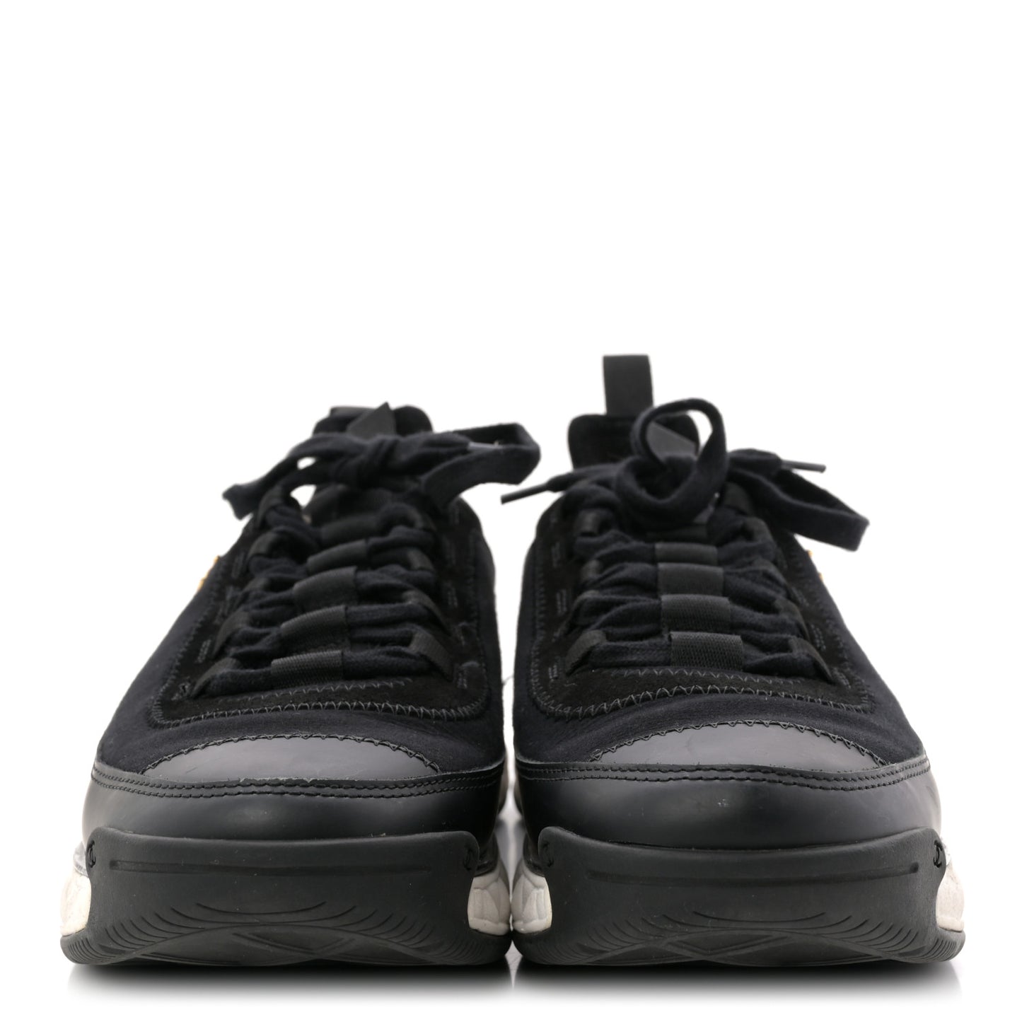 Velvet Calfskin Mixed Fibers CC Sneakers 40 Black