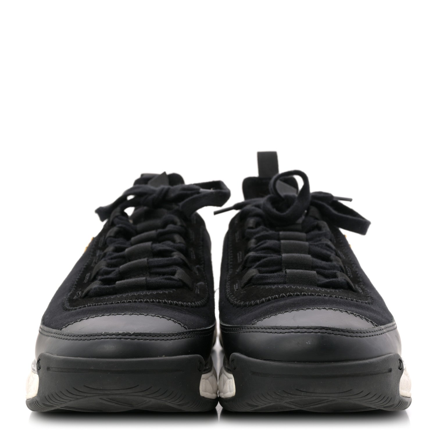 Chanel Velvet Calfskin Mixed Fibers CC Sneakers 40 Black 3 of 12