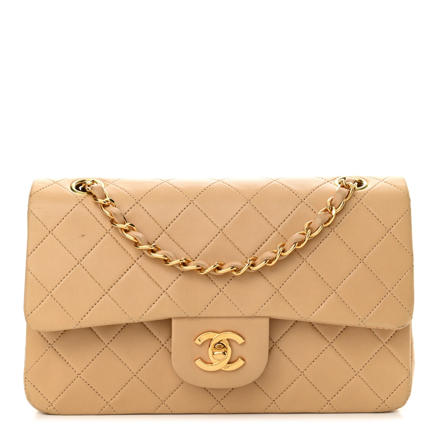 Chanel Lambskin Quilted Small Double Flap Beige 1 of 16