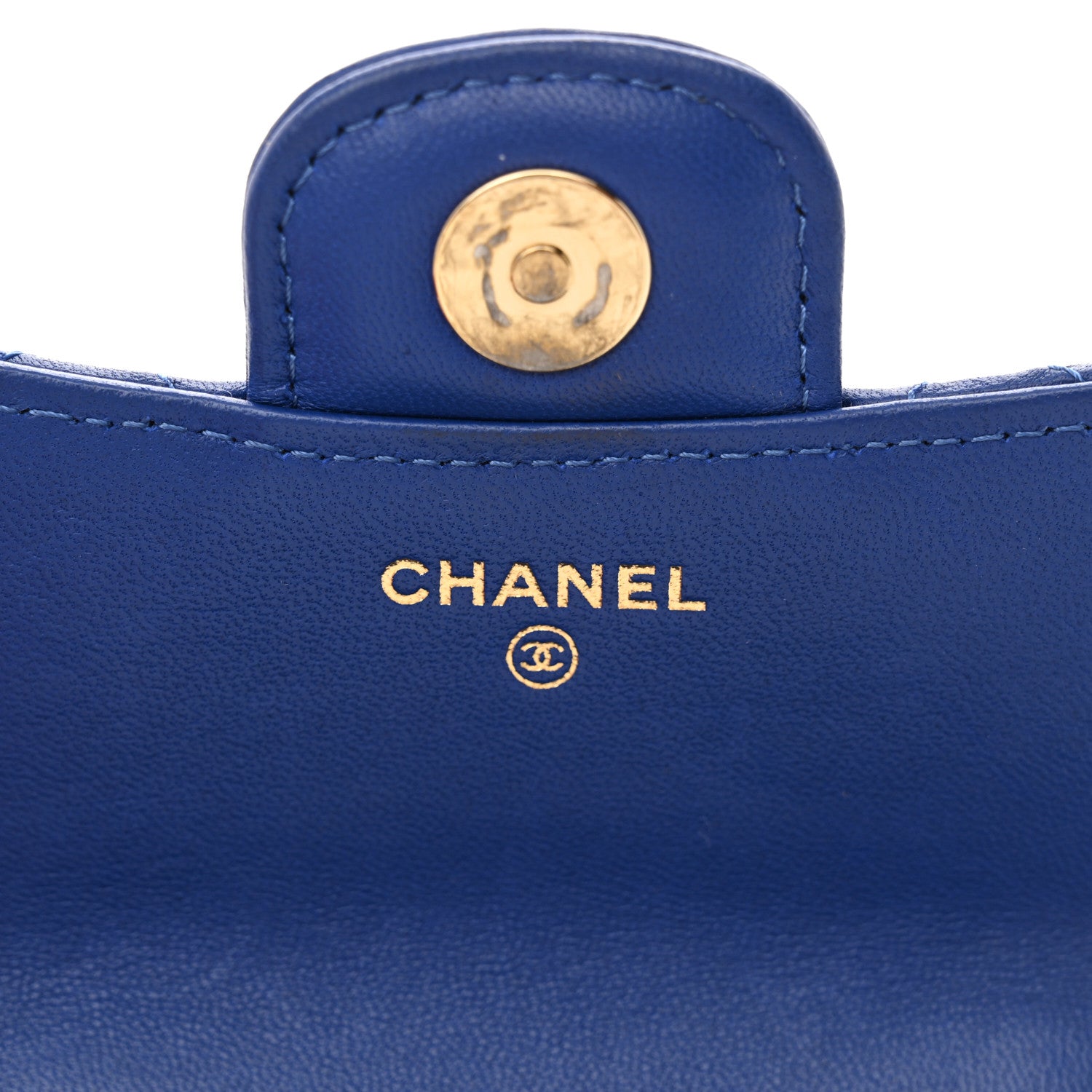 Chanel Lambskin Quilted Top Handle Flap Coin Purse With Chain Blue 6 of 12