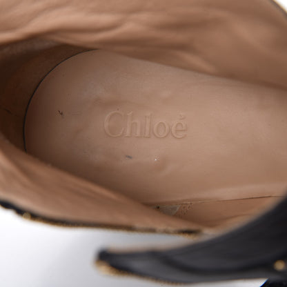 Chloe Nappa Sheepskin Studded Susanna Ankle Boots 39.5 Black Gold 12 of 12