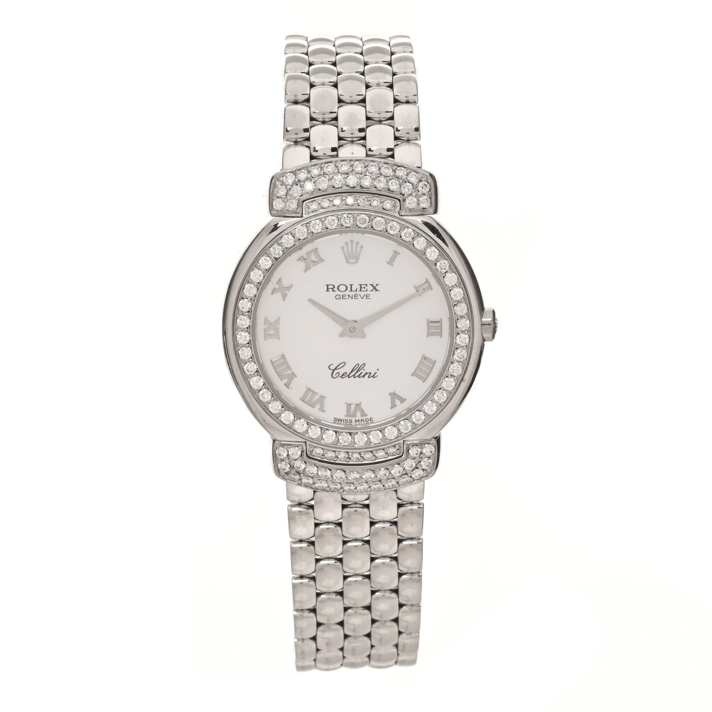 18K White Gold Diamond Mother of Pearl 26mm Cellini Cellissima Quartz Watch 6672