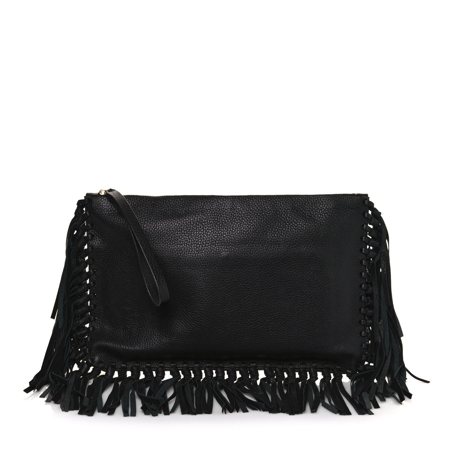 Valentino Garavani Calfskin Rockee Fringe Clutch Black 1 of 13
