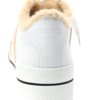 Hermes Calfskin Wool Dare Sneakers 36 White Ecru 7 of 7