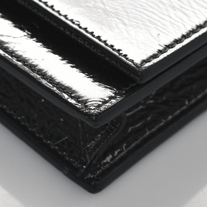 Saint Laurent Metallic Crackled Calfskin Kate Monogram Tassel Chain Wallet Argento 9 of 13