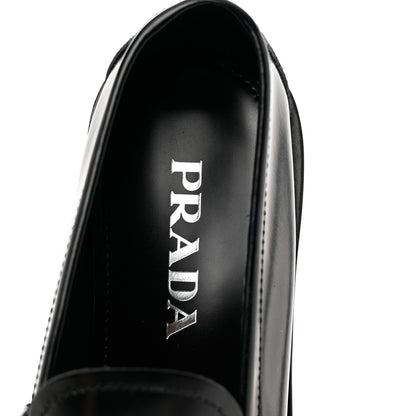Prada Spazzolato Metal Triangle Logo 20mm Loafers 37.5 Black 6 of 8