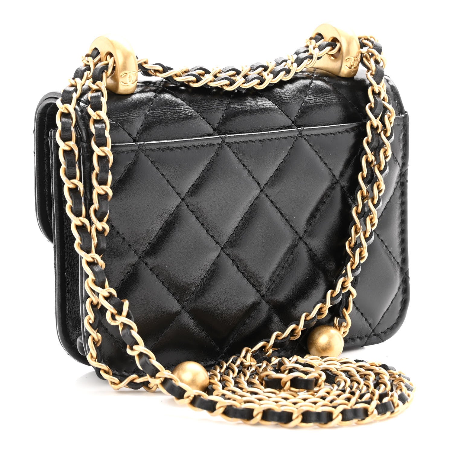 Chanel Calfskin Quilted Perfect Fit Coin Purse With Chain Black 3 of 11