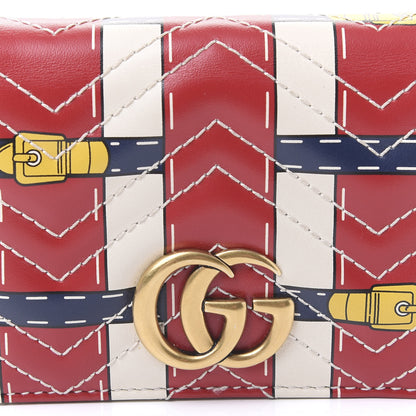 Gucci Calfskin Matelasse Trompe L'Oeil Print GG Marmont Card Case Wallet Off White 9 of 10